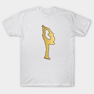 Figure Skating Silhouette in Gold T-Shirt